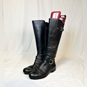 Naturalizer N5 Comfort Tall Black Leather JoyLynn Knee High Zip Riding Boots~8~